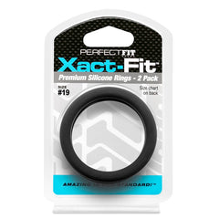Perfect Fit Xact-Fit Silicone Cock Rings 2 Pk - Black Size 19