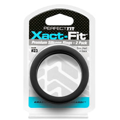 Perfect Fit Xact-Fit Silicone Cock Rings 2 Pk - Black Size 23