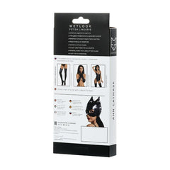 Women's Glossy Wet Look Cat Mask - Black