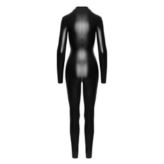 Power Wetlook Latex Look Catsuit w Front Zipper - Extra Large