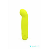Yellow bullet vibrator for women with 'swish' branding on a white background