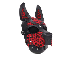 Faux Leather Dog Hood for Puppy Play - Red BDSM Hoods from Shhh Adult Store Australia