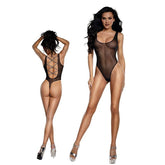 DreamGirl Sheer Mesh Rhinestone Teddy Black