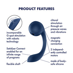 Satisfyer Pro+ Wave 4 - Blue USB Rechargeable Vibrator with Air Pulse Stimulation and App Control