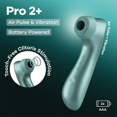 Satisfyer Pro 2+ Battery Series - Mint Green Air Pulse Clitoral Stimulator with Vibration