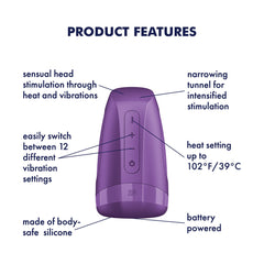 Satisfyer Men Heat Vibration - Battery Series - Purple Heating and Vibrating Masturbator