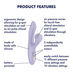 Satisfyer Pro + G-Spot - Battery Series - Lavender Vibrator with Air Pulse Clitoral Stimulator