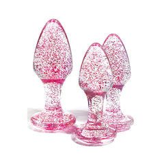 Adam & Eve Glitter Gem 3-Piece Butt Plug Set - Pink - Shhh...