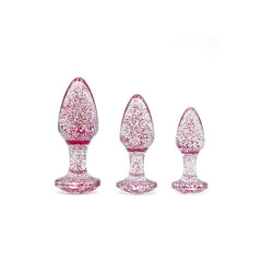Adam & Eve Glitter Gem 3-Piece Butt Plug Set - Pink - Shhh...