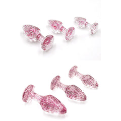 Adam & Eve Glitter Gem 3-Piece Butt Plug Set - Pink - Shhh...