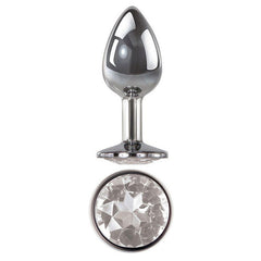 Adam & Eve Metal Anal Plug with Clear Gem - Medium - Shhh...