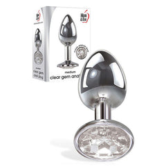 Adam & Eve Metal Anal Plug with Clear Gem - Medium - Shhh...