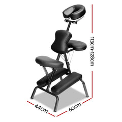 Aluminium portable chair for massage, medical fetish or BDSM - BLACK - Shhh...