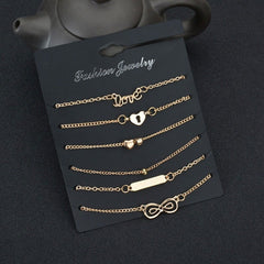 Anklet 5 piece set alloy bronze finish - Shhh...