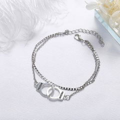 Anklet silver with handcuff clip - Shhh...