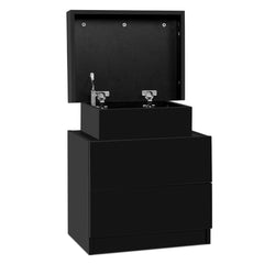 Artiss Bedside Table 2 Drawers Black - Shhh...