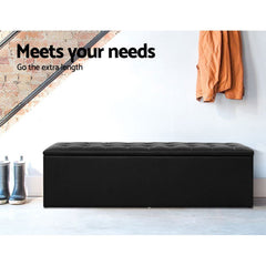 Artiss Ottoman Storage Box - Black LARGE 1.4m long - Shhh...