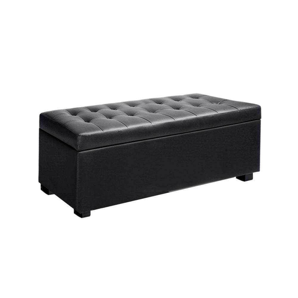 Artiss Ottoman Storage Box - Black MEDIUM 1m long - Shhh...