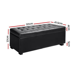 Artiss Ottoman Storage Box - Black MEDIUM 1m long - Shhh...