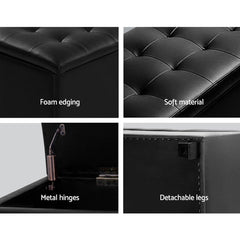 Artiss Ottoman Storage Box - Black MEDIUM 1m long - Shhh...