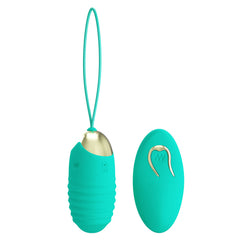 Party Up IAN Remote Egg - Teal - Teal USB Rechargeable Vibrating Egg with Wireless Remote