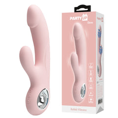 Party Up DAVE 19 cm USB Rechargeable Rabbit Vibrator - Pink