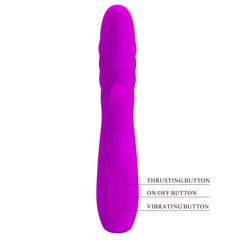 Party Up BOB 25 cm USB Thrusting Rabbit Vibrator - Purple