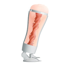 CRAZY BULL FLORA Vibrating Stroker - USB Rechargeable Vibrating Squeezeable Vagina Stroker with Suction Base