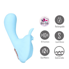 Maia AVERI USB Rechargeable Clit Tickling Vibrator - BLUE