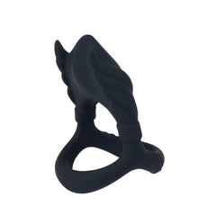 Maia ROCKY - Black - Black USB Rechargeable Vibrating Cock & Balls Ring