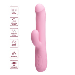 Party Up DEAN Wavy 23.8 cm Rotating Rabbit Vibrator - PINK