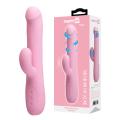 Party Up DEAN Wavy 23.8 cm Rotating Rabbit Vibrator - PINK