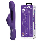 Party Up DAVID 23.2 cm USB Rabbit Vibrator with Flicking Arm - PURPLE