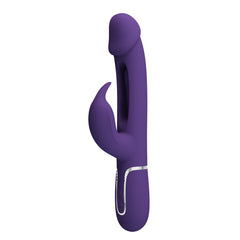 Party Up DAVID 23.2 cm USB Rabbit Vibrator with Flicking Arm - PURPLE