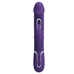Party Up DAVID 23.2 cm USB Rabbit Vibrator with Flicking Arm - PURPLE