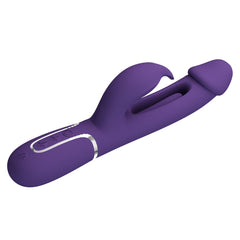 Party Up DAVID 23.2 cm USB Rabbit Vibrator with Flicking Arm - PURPLE