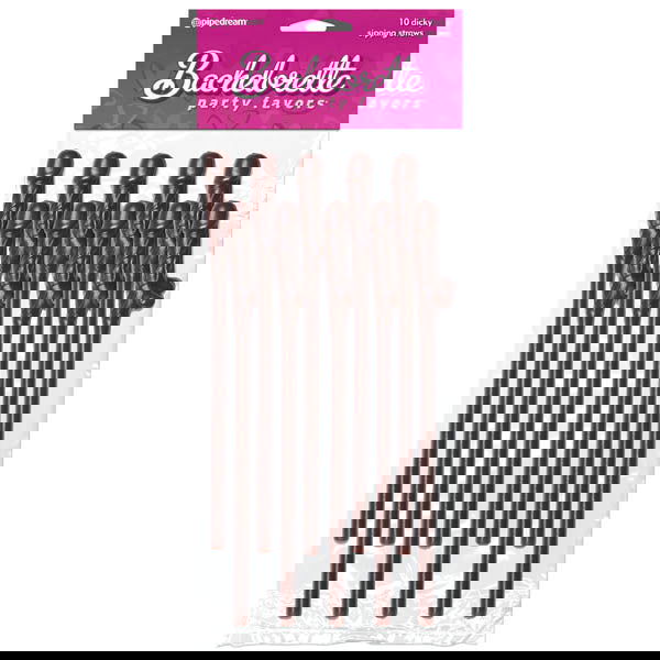 Bachelorette Party Favors - Dicky Sipping Straws - Chocolate Coloured Straws - Set of 10 - Shhh...