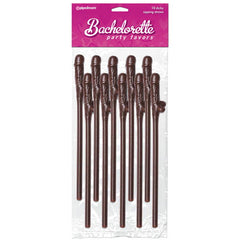 Bachelorette Party Favors - Dicky Sipping Straws - Chocolate Coloured Straws - Set of 10 - Shhh...
