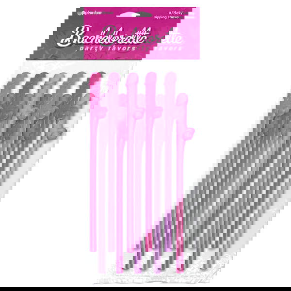 Bachelorette Party Favors - Dicky Sipping Straws - Coloured Straws - Set of 10 - Shhh...