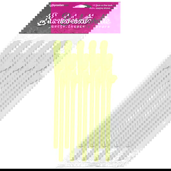 Bachelorette Party Favors - Dicky Sipping Straws - Glow in the Dark Straws - Set of 10 - Shhh...