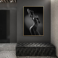 Beautiful slim woman shrouding breasts. Printed on quality art paper. - Shhh...