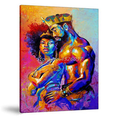 Black King And Queen Of Africa Oil Painting print on canvas 3 of 3 - Shhh...