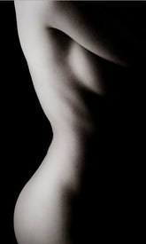 Black & white female profile on black background. Simple, elegant and subtle - Shhh...