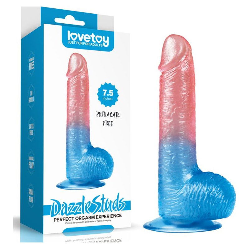 Dazzle Studs Dildo 7.5in Pink/Blue - Shhh...