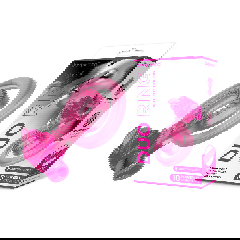 Bodywand Rechargeable Duo Ring with Clit Tickler - Shhh...