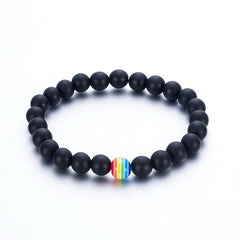 Bracelet LGBT Pride Unisex beaded bracelet Onyx black or Marble white - Shhh...