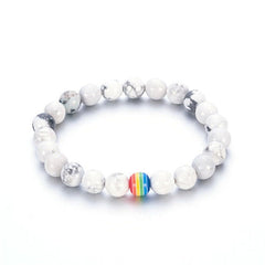 Bracelet LGBT Pride Unisex beaded bracelet Onyx black or Marble white - Shhh...