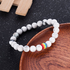 Bracelet LGBT Pride Unisex beaded bracelet Onyx black or Marble white - Shhh...