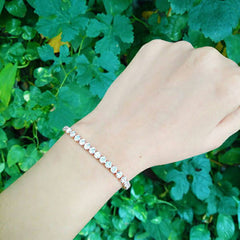 Bracelet round cubic zirconia on white gold; adjustable - Shhh...
