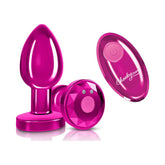 Cheeky Charms PINK Rechargeable Vibrating Metal Butt Plug w Remote Medium - Shhh...